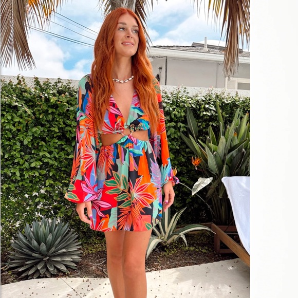 Show Me Your MUMU Go Out Cut Out Mini Dress - Color Tropical Paradise - Size L - Picture 6 of 12